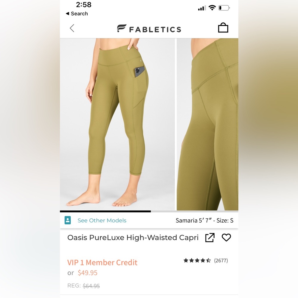 Fabletics high wasted capri leggings